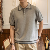 ZF8105-MW韩版翻领针织OLO衫老钱风夏季通勤时尚短袖T恤休闲，男装针织衫/毛衣，星座614