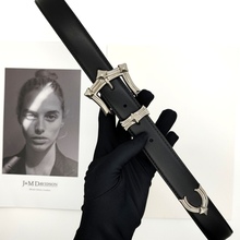 克罗皮带银饰扣腰带牛仔裤带暗黑高街欧美朋克个性设计感小众百搭