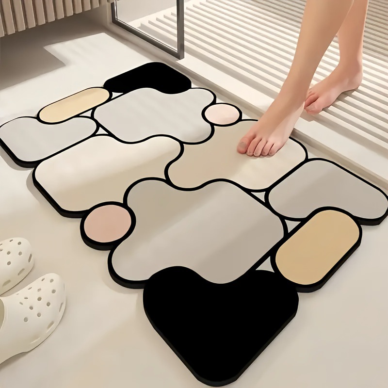 Bathroom Floor Mats, Household Bathroom Toilet Door Non-Slip Diatom Mud Floor Mats, Wear-Resistant, Dirt-Resistant and Absorbent Foot Mats Wholesale