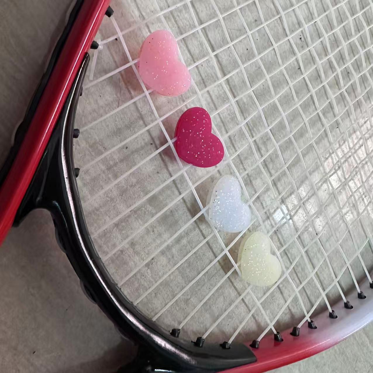 New Tennis Shock Absorber Crystal Princess Tennis Racket Shock Absorber Milk White Crystal Heart-Shaped Shock Absorber