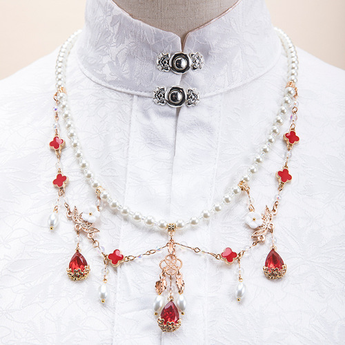 Ancient style Hanfu Ming-made necklace cheongsam accessories retro flat collar forehead ornament eyebrow pendant 23.9GF172