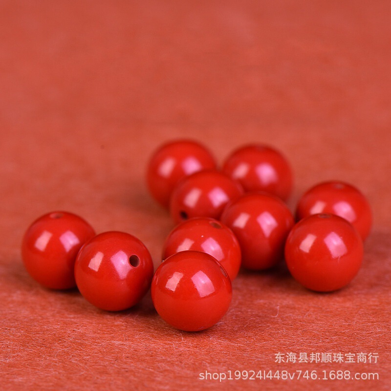天然原矿朱砂散珠紫金砂帝王红砂圆珠雄黄晶体砂珠子手工串珠批发|undefined
