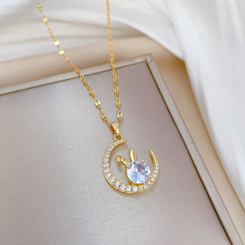 Moon Rabbit Luxury Diamond Necklace Wedding Banquet Clavicle Chain_voghion.com