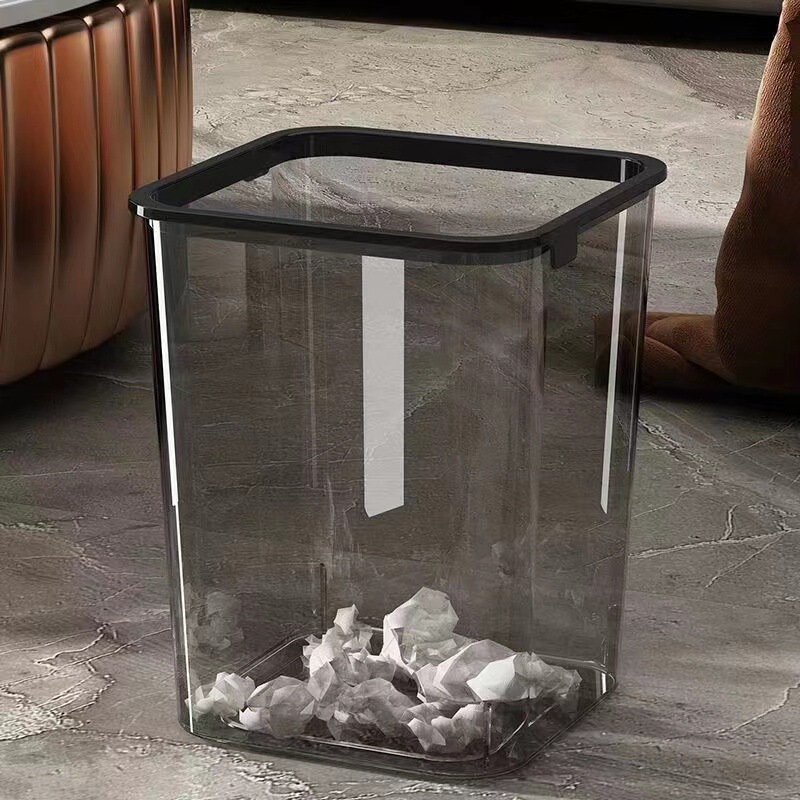 Trash Can Household Large-Capacity Transparent Acrylic Kitchen Living Room Office Trash Can High-Value Press Ring Paper Basket