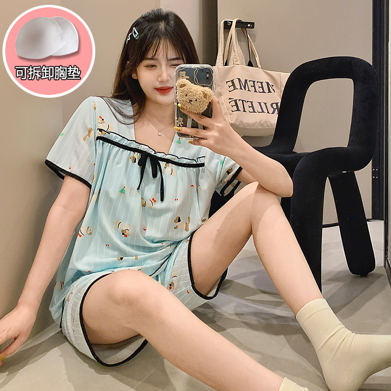 Short-sleeved Lactation Pajamas Women's Two-piece Set Thin Summer Loose plus size Maternity Clothes Maternal Sweat-absorbent Yuezi Clothes for Going Out Short-sleeved Lactation Pajamas Women's Two-piece Set Thin Summer Loose plus size Maternity Clothes Maternal Sweat-absorbent Yuezi Clothes for Going Out