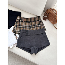 呢料a字短裤女秋季2025新款复古显瘦休闲裤毛呢辣妹热裤