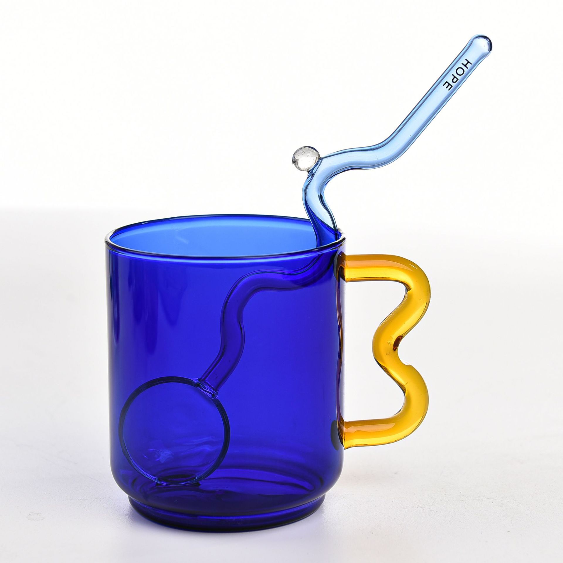 Taza de cristal de color creativo con mango chica pareja Oficina jugo taza de café desayuno taza de leche