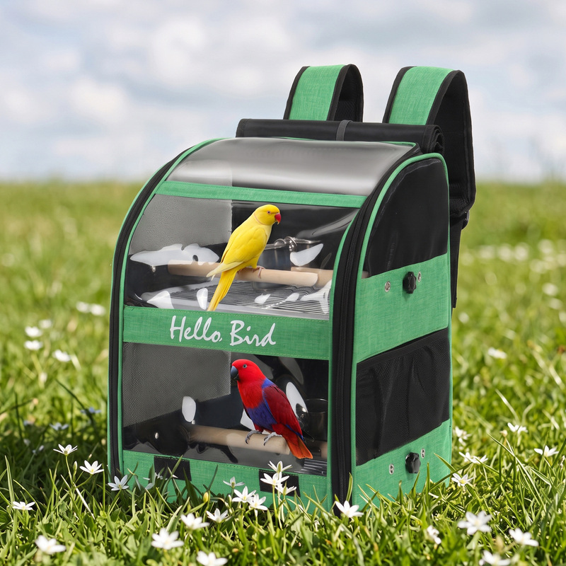 HelloBird Bird Bag Parrot Bag is a portable, ventilated, breathable, double-layered, panoramic, large-capacity pet backpack for outings