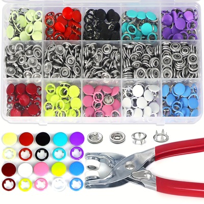200 Sets Snap Fasteners Kit Tool Metal Snap Buttons Rings|ru
