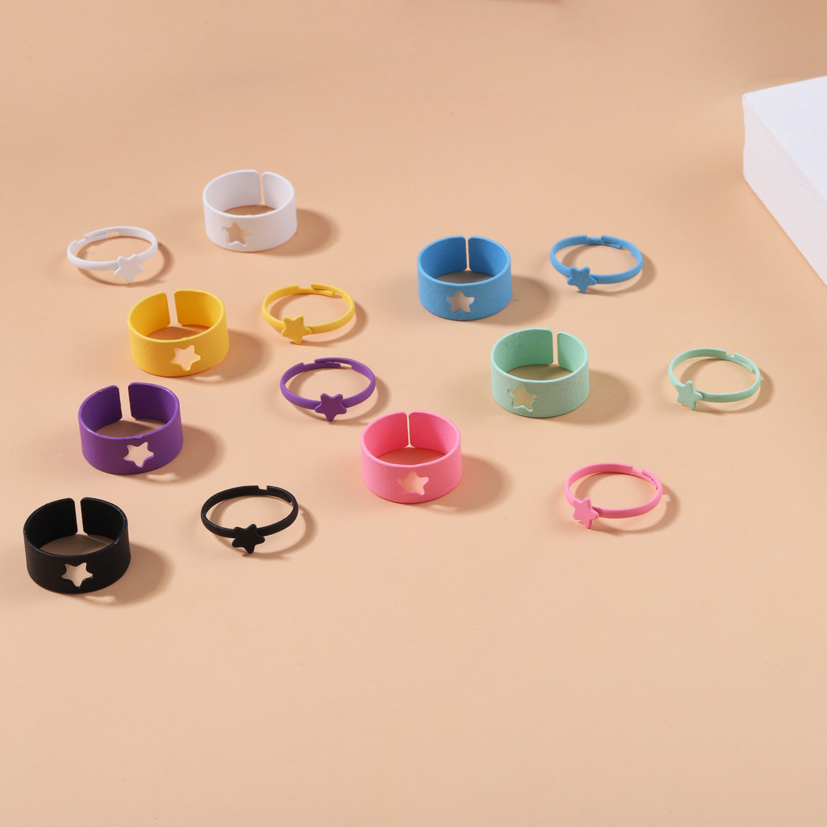 fashion creative solid color five-pointed star alloy ring
