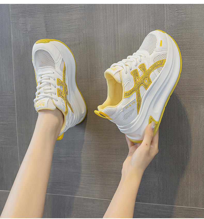 Giày sneaker nữ đế dày tăng chiều cao lưới thoáng khí mùa hè phong cách thể thao — M2916-2 Vàng kem, M2916-2 Xám kem, M2916-2 Xám chi tiết 19