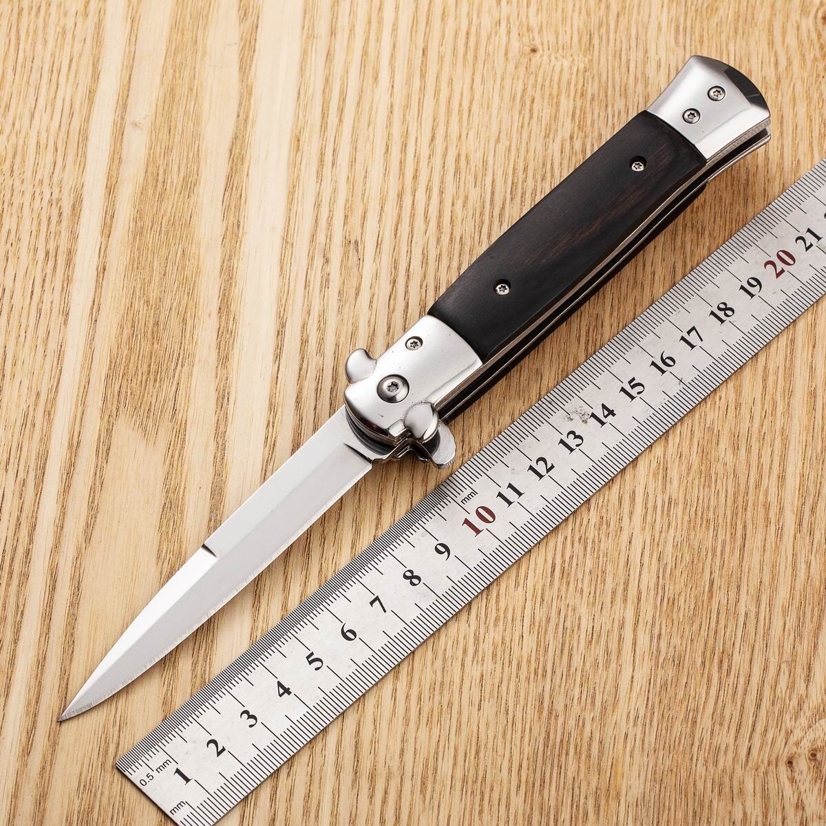 外贸出口户外多用途折叠刀双钢头彩木柄折刀促销礼品刀具信开小刀