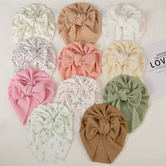 Cross-border new baby hooded children's wrinkled cloth bow Indian hat solid color fresh floral baby hood