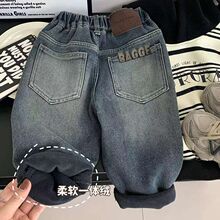 男童一体绒牛仔裤2025冬季韩版儿童柔软加绒裤子酷帅小童时尚长裤