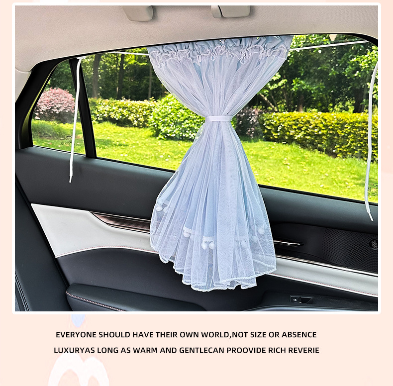 Car Sunshade Curtain, Summer Simple Double-Layer Gauze Car Sun Protection and Heat Insulation Privacy Curtain, Suction Cup Type Sunshade