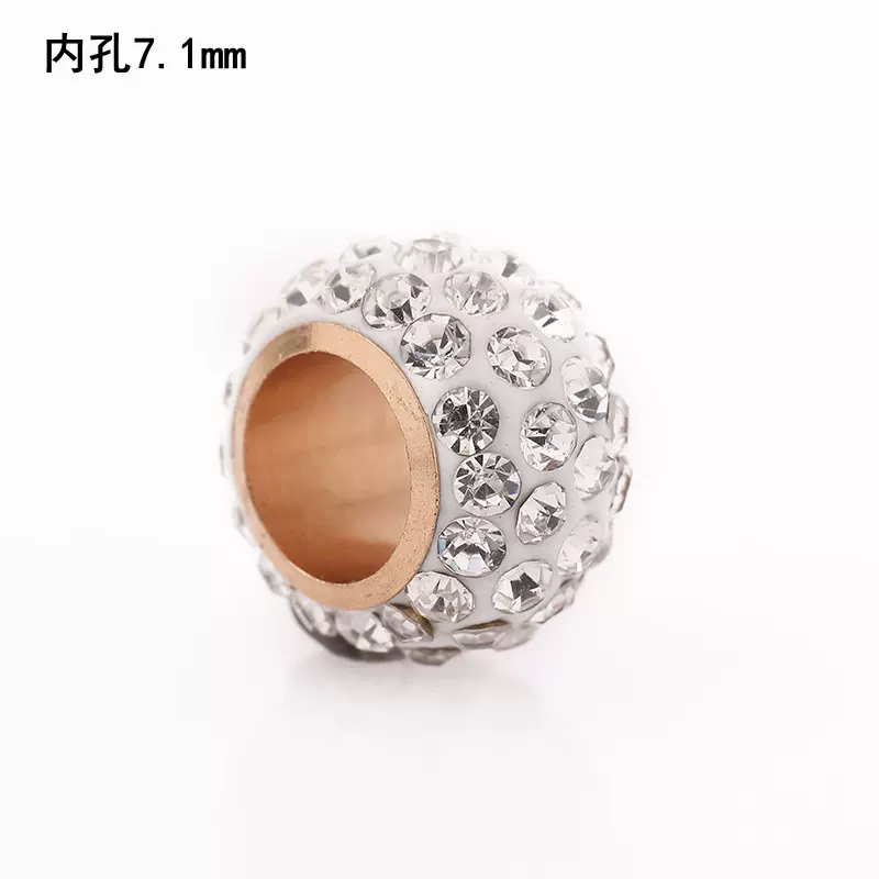 自产自销钻珠大孔珠 逗猫棒材料内孔7mm钻珠 软陶镶钻珠子钻球