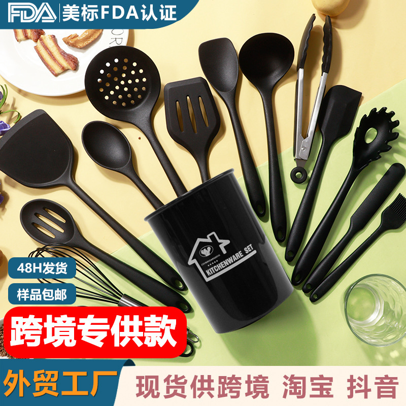 Cuchara de sopa de silicona, juego de 15 piezas, sartén antiadherente, pala de silicona, kit de cocina de silicona resistente a altas temperaturas de grado alimenticio al por mayor