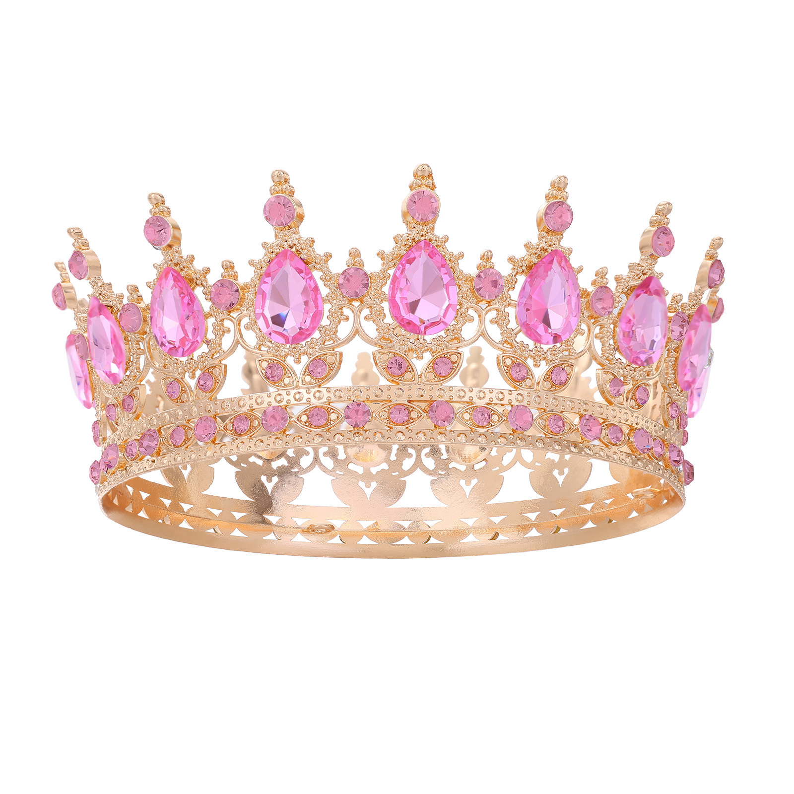 Barroco transfronterizo corona redonda cabeza de novia europea regalo de cumpleaños barroco corona redonda joyas para el pelo