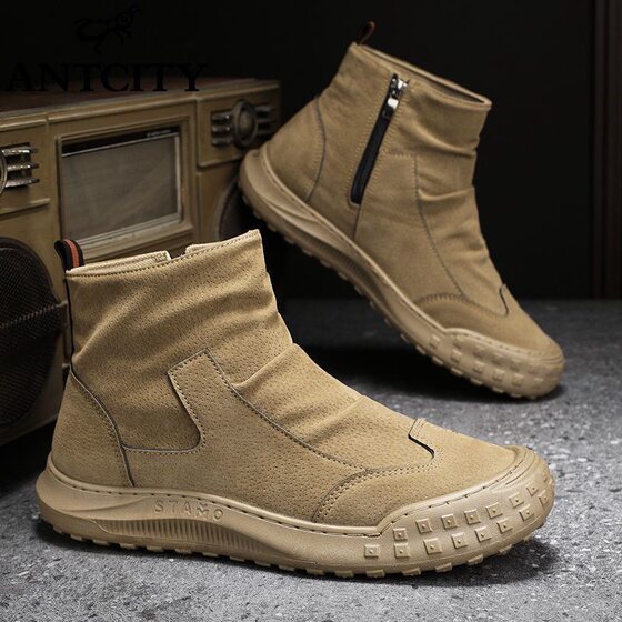 High-top Martins Men's Shoes Autumn New Breathable Workwear Shoes Men's Fashionable All-match Non-slip Casual Labor Protection Shoes for Men