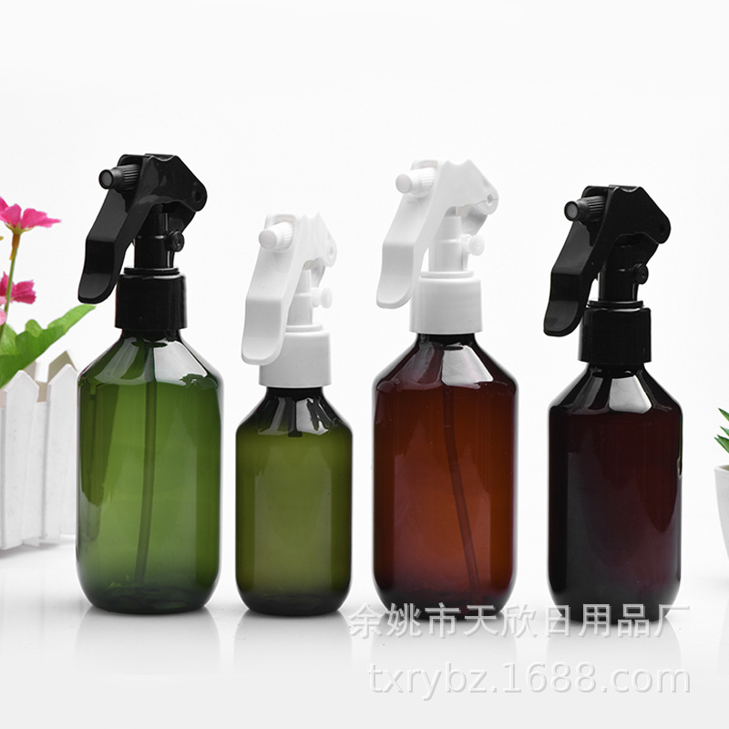 100-150-200ml毫升细脖塑料瓶棕色墨绿色pet喷雾瓶H02小老鼠喷头