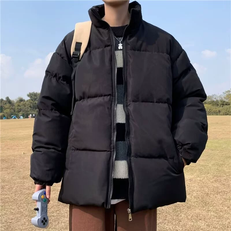 Зимний пуховый хлопчатобумажный костюм мужской портовый стоячий воротник толстый хлопчатобумажный костюм свободная корейская версия Тенденция дикая пара хлебная одежда