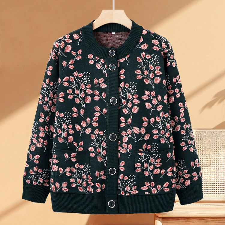 Люди среднего и пожилого возраста весной и осенью кардиган вязаный свитер женский 60 лет 70 мама осенний свитер куртка бабушка свободный топ