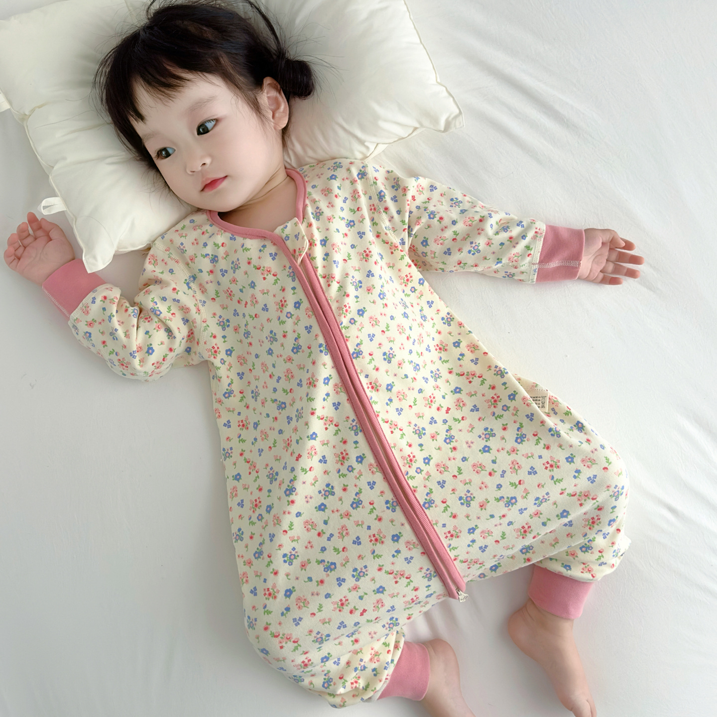 Autumn and Winter Kidsren's One-Piece Pajamas Pure Cotton Thickeneded Baby Anti-Kick Quilt Boys and Girls Cartoon Sleeping Bag