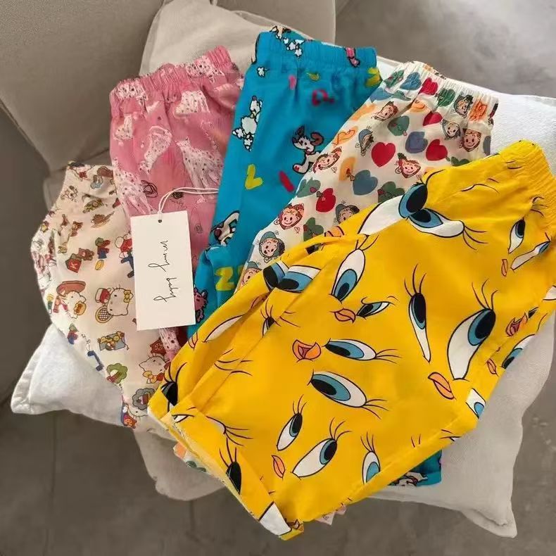 Children's Anti-Mosquito Pants 2025 Summer New Style Thin Casual Pants for Boys and Girls Baby Cartoon Breathable Straight Pants Fashionable