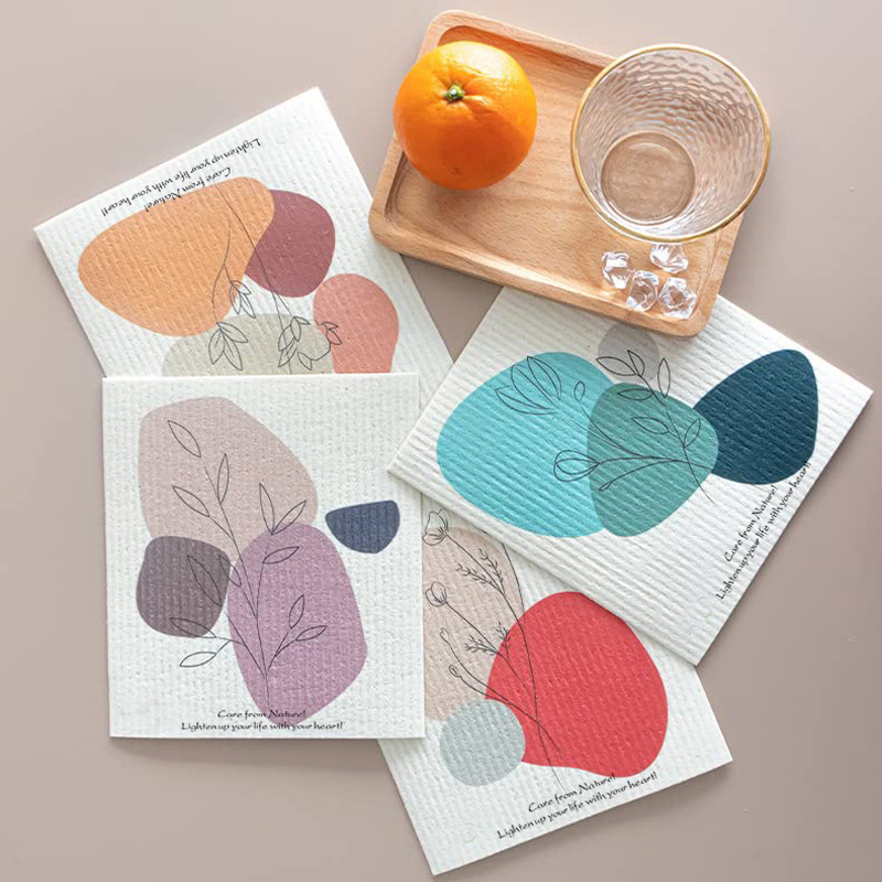 Toallas suecas alemanas dm toallas absorbentes de agua sin aceite eco pulpa de algodón impresa toallas de cocina