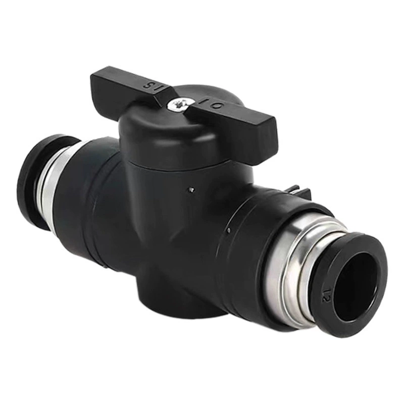 Ручной клапан BUC-8/6/10/12 Пневматический быстрый вставка воздухопровода разъем ручной переключатель воздушный клапан черный шаровой клапан 1/4
