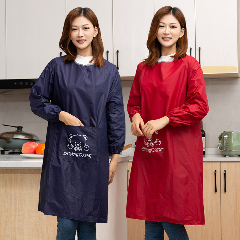 Reverse Wear Smock Waterproof and Oil-Proof Long-Sleeved Apron New Advertising Logo Printing Home Kitchen Work for Men and Women Reverse Wear Smock Waterproof and Oil-Proof Long-Sleeved Apron New Advertising Logo Printing Home Kitchen Work for Men and Women