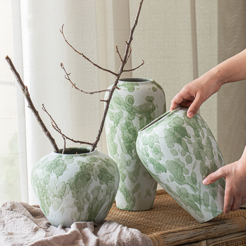 세라믹 꽃병 거실 새로운 중국 스타일 장식 Jingdezhen-조용한 스타일 복고풍 꽃 꽃병 실내 높은 수준의 꽃 장식품
