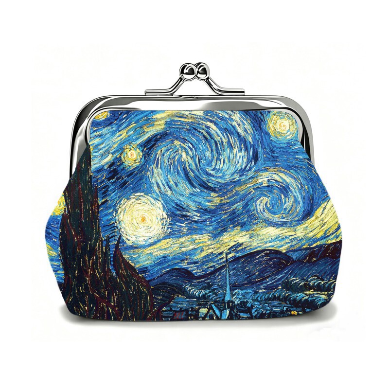Vintage Van Gogh Oil Painting Souvenir Key Case Jewelry Bag Portable Coin Purse Travel Mini Storage