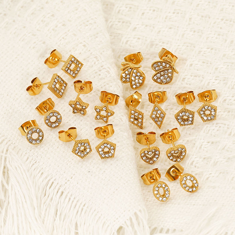 All Seasons Season 1 Pair IG Style Simple Style Geometric Star 304 Stainless Steel 18K Gold Plated Ear Studs