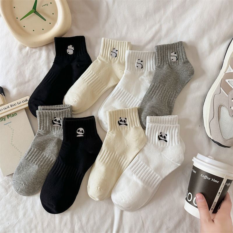 Socks Women's Korean-style Cartoon Cute Printed Panda Women's Short Socks Ins Trendy Black and White Grey Student Socks Sports Cotton Socks Socks Women's Korean-style Cartoon Cute Printed Panda Women's Short Socks Ins Trendy Black and White Grey Student Socks Sports Cotton Socks