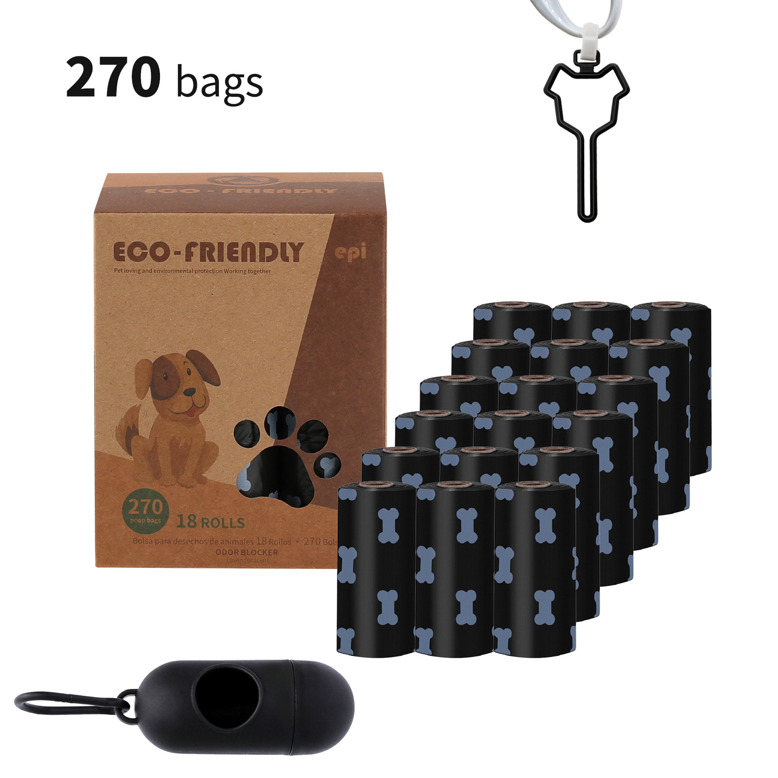 Transfronterizo spot 1.5 seda negra bolsa de basura para mascotas bolsa de heces para perros y gatos degradable bolsa de plástico caja de bolsa de heces