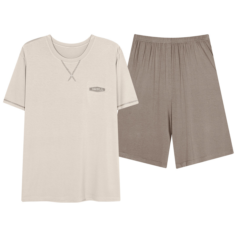 Pijamas de hombre modales, pantalones cortos de mangas cortas de verano, ropa delgada para el hogar juvenil, 2025 nuevo conjunto