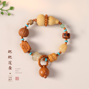 Zen style text play gourd multi-treasure bracelet Huang Guochao Joker new Chinese hand twist text play jewelry manufacturers wholesale