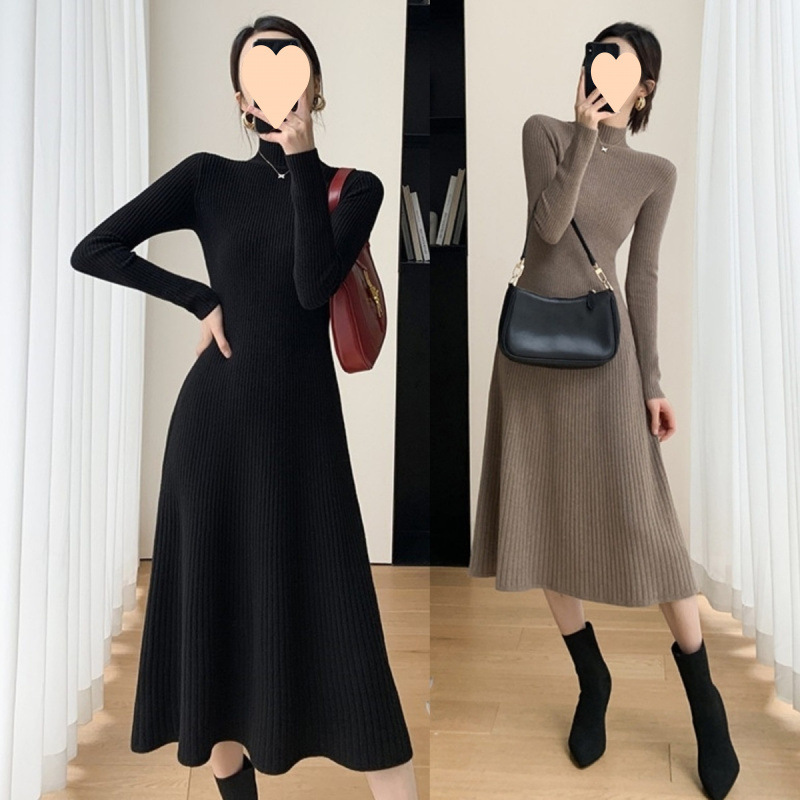 plus size Thickened Base Knitted dress Women's Fall/Winter Fat Slimming Half High Neck Long Sweater Skirt 200kg plus size Thickened Base Knitted dress Women's Fall/Winter Fat Slimming Half High Neck Long Sweater Skirt 200kg