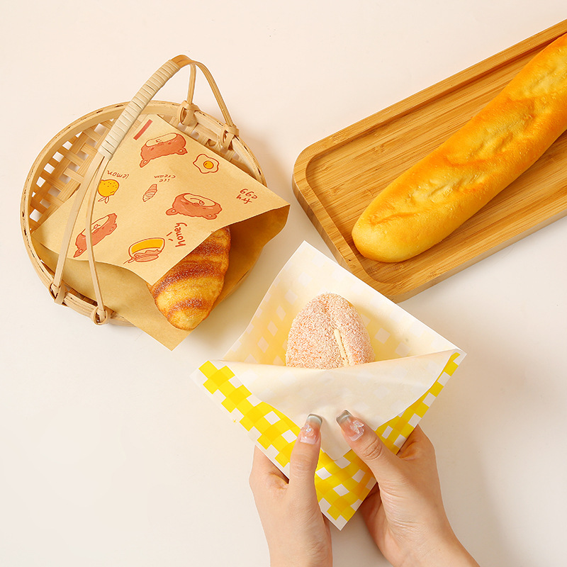 Embalaje triangular a prueba de aceite bolsa de papel sándwich torta asada mano agarrar bolsas de panquequeques carne de sopa bolsa de embalaje al por mayor