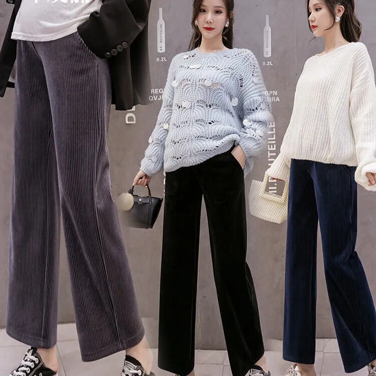 in stock Maternity Pants Spring and Autumn Outer Wear Straight-leg Wide-leg Maternity Summer Wear Thin Pants Loose plus size Casual Pants