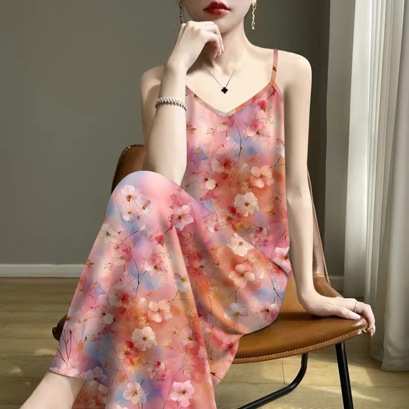 Wholesale 2025 Summer Women's Popular Age-Reducing Summer Printed Suspender Sleeveless Inner and Outer Vest Dress Wholesale 2025 Summer Women's Popular Age-Reducing Summer Printed Suspender Sleeveless Inner and Outer Vest Dress