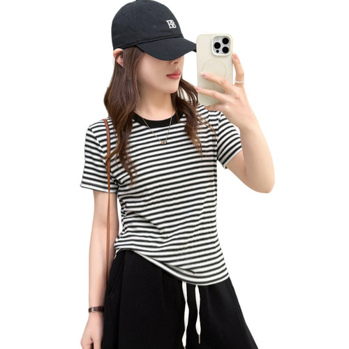 Lessel Yunju embroidery summer popular bottoming shirt, round collar slim top, women's shoulder, short-sleeved T-shirt, women's wholesale