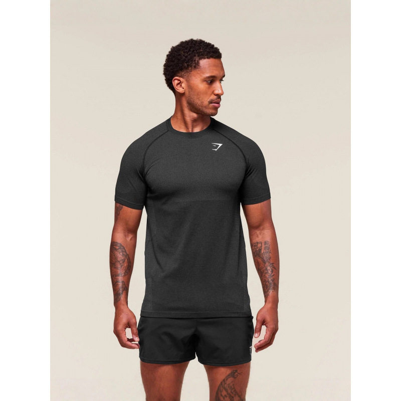 Gymshark Muscle Shark New Trendy Sports Fitness Milk Silk Print Men's Short Sleeve Tight Top