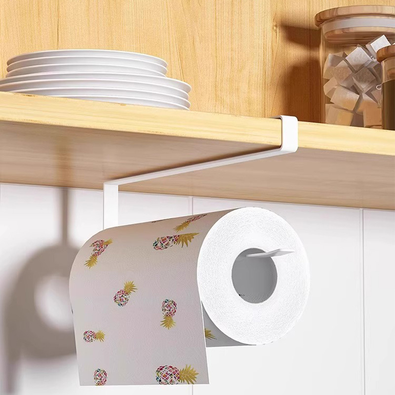 Estante de toallitas de cocina sin agujeros de hierro forjado estante de papel de servilletas domésticas puertas de gabinete caja de extracción estante de pared