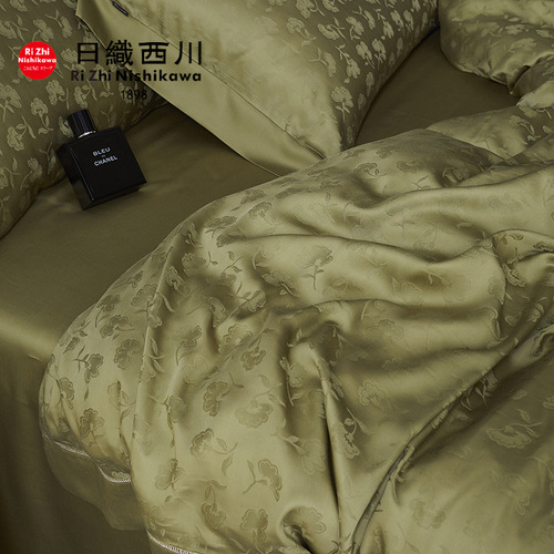 Light luxury and high-end class A 100-count Lenzing Tencel four-piece summer ice silk naked sleeping sheets and quilt cover bedding