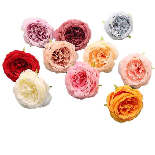 6cm Simulation European-Style Small Peony Flower Heads, Silk Fabric Silk Flowers for Decorative Handmade Wreaths & DIY Floral Gift Boxes—Camellia Blossoms