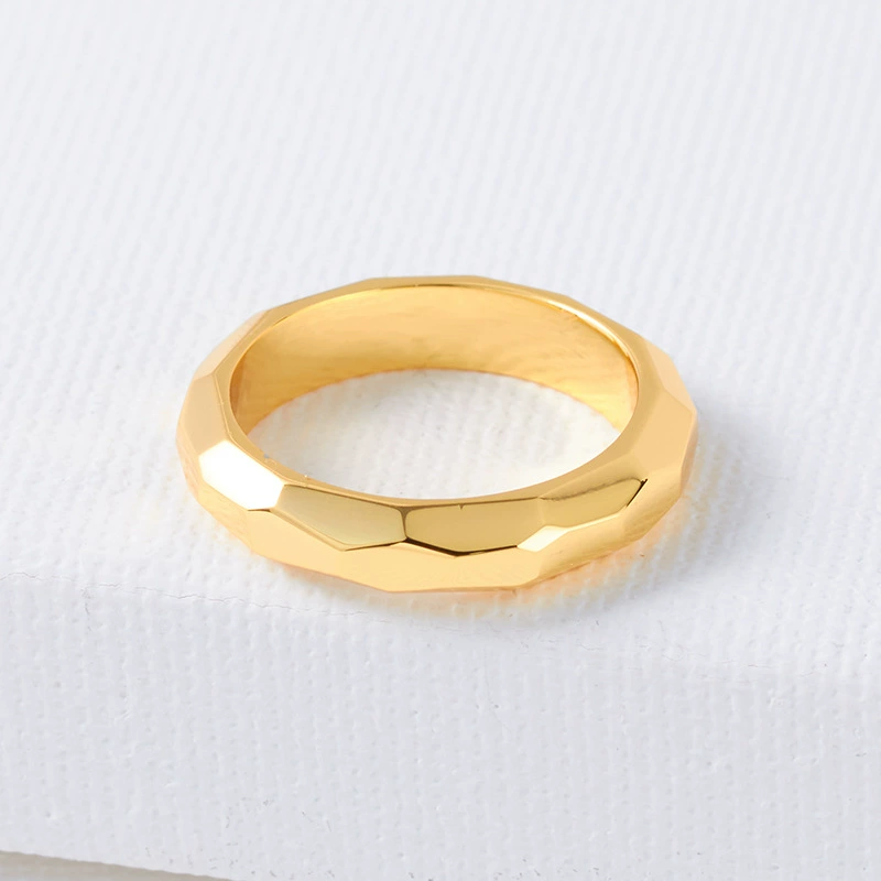 Fashionable universal glossy brass ring, french style, simple and elegant design
