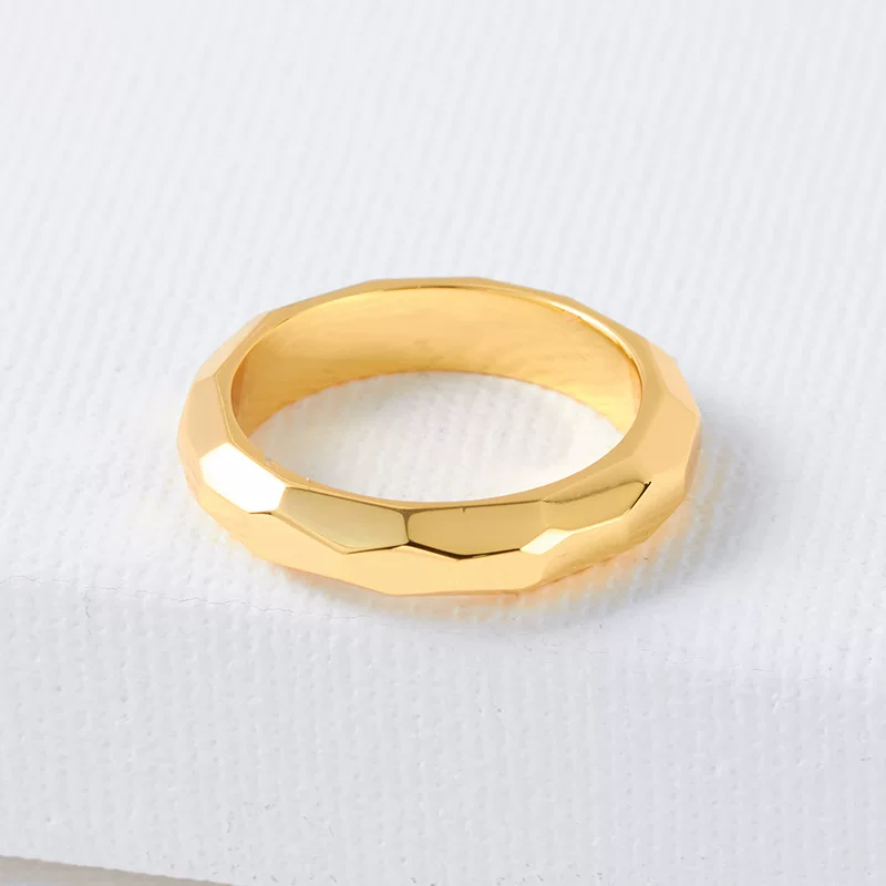 Fashionable universal glossy brass ring, french style, simple and elegant design