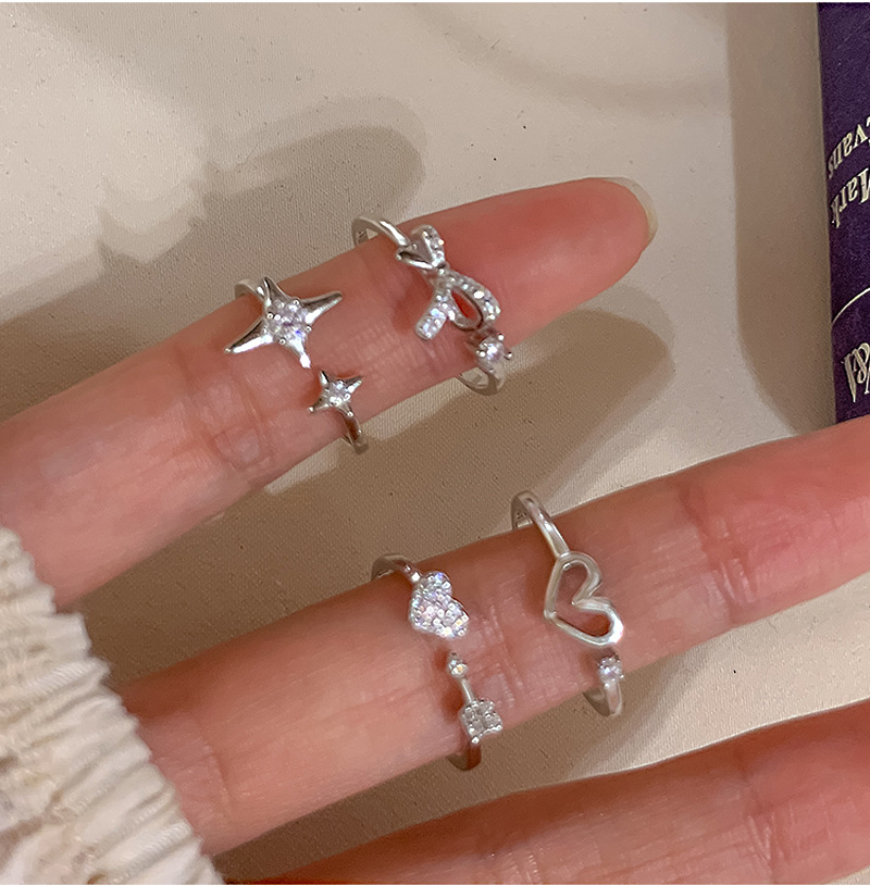 6g Weight Zircon Inlay Material Simple Style Bow Knot Copper Inlay Zircon Rings